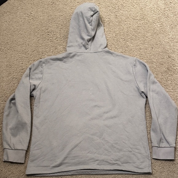 Express Mens Long Sleeve Textured Hoodie Pullover Sweatshirt Light Gray Size L - Picture 2 of 8